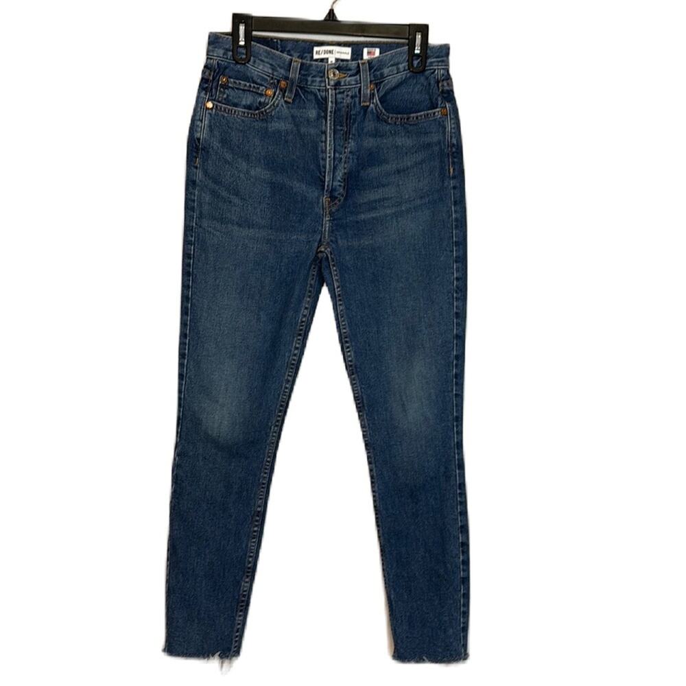 RE/DONE Originals High Rise Ankle Crop Button Fly Denim Jeans Size 29